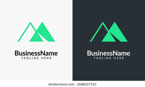 Letter M mountain logo design. Geometric modern and simple peak mountain icon template