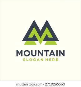 letra m molde de vetor de elemento de design de logotipo de montanha