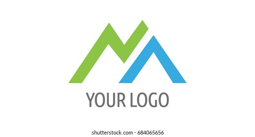 Letter M or Mountain logo design template. Brand, icon, badge or label of mountain shape. Creative Concept vector.