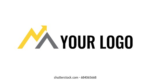 Letter M or Mountain logo design template. Brand, icon, badge or label of mountain arrow shape. Creative Concept vector.