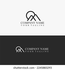 Letter M mountain logo lineart vector template