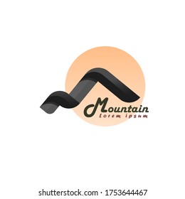 The letter m mountain logo, a symbol of a minimalist mountain panorama