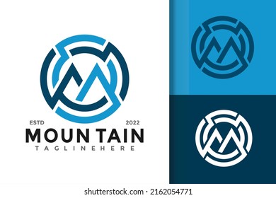 Letter M Mountain Outdoor Logo Design Vector Template
