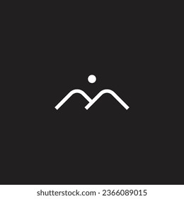 Letter M mountain and sun geometric symbol simple logo vector