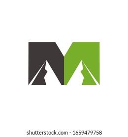 letter m mountain symbol colorful geometric logo vector