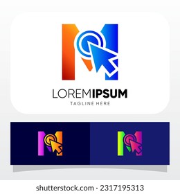 Letter M Mouse Cursor Pointer Logo Design Vector Icon Graphic Illustration