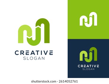 Letter M with movement direction logo design