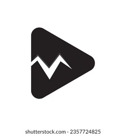 letter M movie play logo design icon.