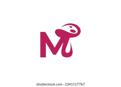 letter m mushroom vector template logo design