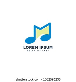 letter M music concept logo template