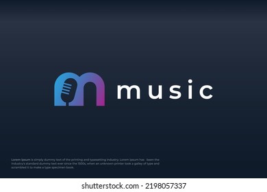 Letter M Music Logo Collection Gradient Stock Vector (Royalty Free ...