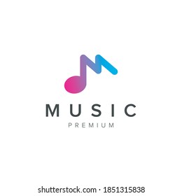 Letter M Music Logo Vector Icon