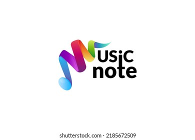 letter M music note playful logo