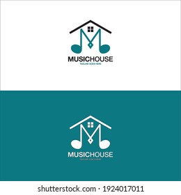 letter M for music and rooftop for house