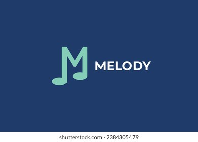 diseño de logotipo de plantilla de vector de música de letra m