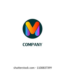 Letter M or MV Alphabet Logo Concept, Mobile Media Company Logo Design Template, Colorful, Modern