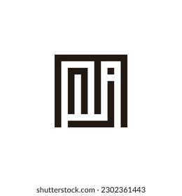 Letter M, n and j square geometric simple symbol logo vector