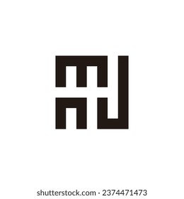 Letter m, n and J square geometric symbol simple logo vector