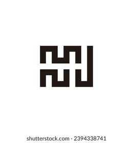Letter m, N and J square geometric symbol simple logo vector
