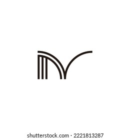 Letter m and N line, building geometric symbol simple logo vector