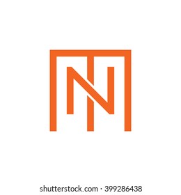 letter M and N monogram square shape logo orange
