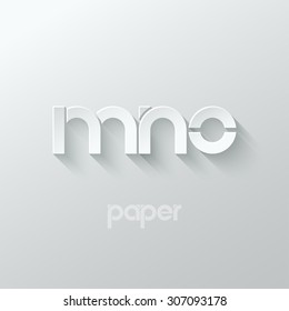 letter M N O logo alphabet icon paper set background