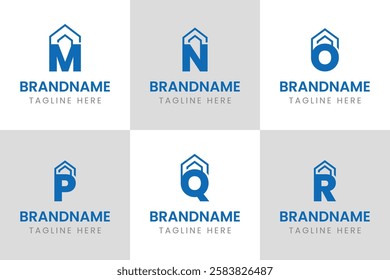 Letter M N O P Q R Home Real Estate Logo, represent a house or property structure