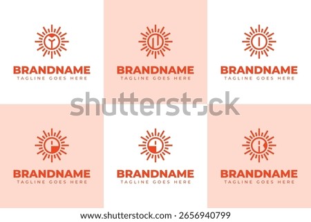 Letter M N O P Q R Sun Logo, symbolizing energy, growth, and a bright future