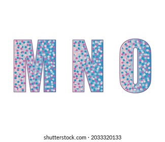 Letter  m n o. Perfect for greeting cards, party invitations, posters, stickers, pin, scrapbooking, icons.