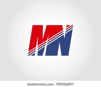 Letter M and N red and blue combination logo