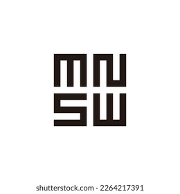 Letter M, N, S and W square, squares geometric simple symbol logo vector