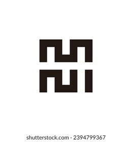 Letter m, N and I square geometric symbol simple logo vector