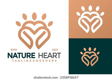 Letter M Nature Heart logo design vector symbol icon illustration