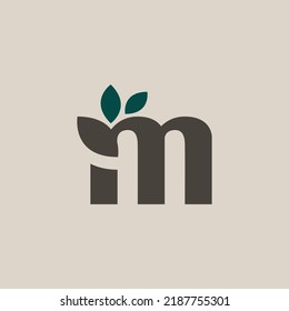 Vector de logotipo de la letra M. Identidad inicial del logotipo de M Leaf Monograma para marca