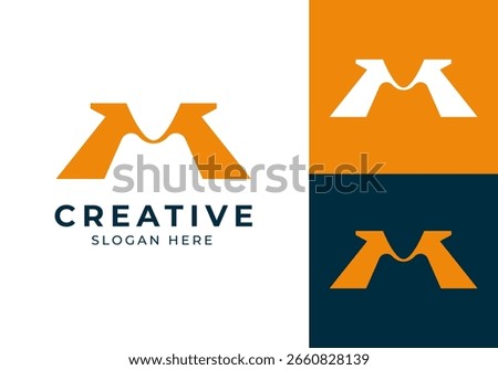 Letter M with negative space cowboy hat logo design vector for fashion or style