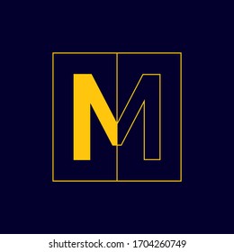 letra M espacio negativo plano, logotipo simple, icono diseño - vector