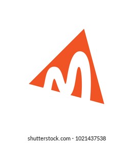 letter m negative space triangle logo