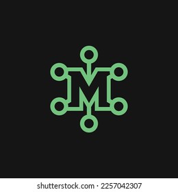 letter M network link connection logo
