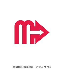 letter m next arrow red geometric logo vector 