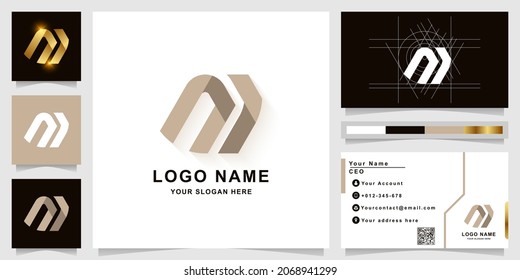 Letter m or ni monogram logo template with business card design