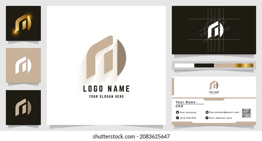 Letter m or ni monogram logo with business card design