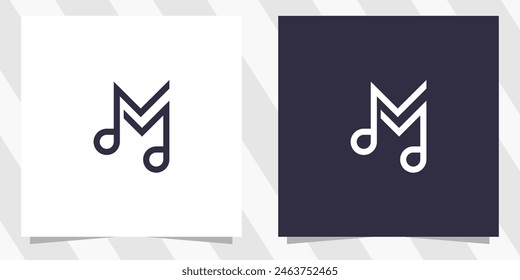 letter m with note music logo design