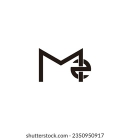 Letter M number 2, circle geometric symbol simple logo vector