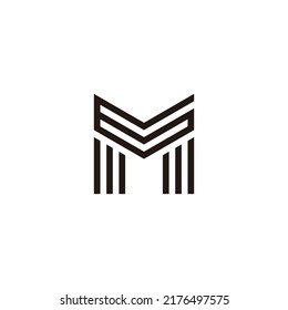 Buchstabe M Nummer 6 Linien geometrisches Symbol, einfaches Logo, Vektorgrafik