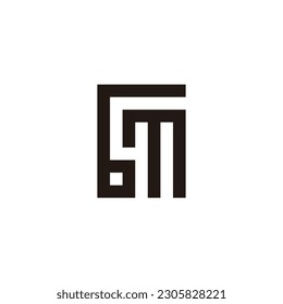 Letter m number 6 square, unique geometric symbol simple logo vector