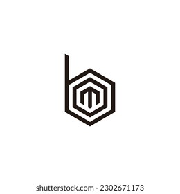 Letter m, o and b hexagon geometric symbol simple logo vector