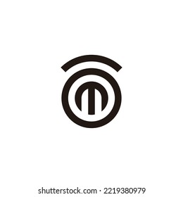 Letra M y o símbolo geométrico del reloj vector de logotipo simple