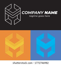 Letra M & O Forma geométrica Logo Vector modificable