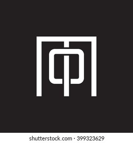 letter M and O monogram square shape logo white black background
