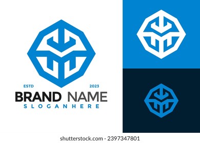 Letra M Octagon Logo diseño símbolo vector ilustración